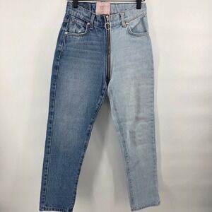 Revice‎ Denim Venus Two Tone Split Wash Exposed Zipper Jeans Womens 24